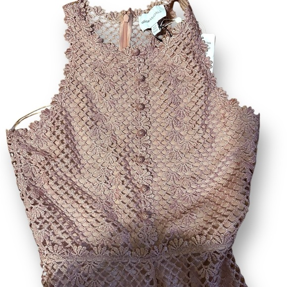 Alice McCall Rouge pink Boogie Nights Cropped Metallic Crocheted Jumpsuit Size 0 - Picture 9 of 12